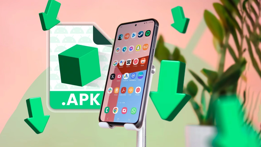 Màn hình điện thoại hiển thị trang web tải APK uy tín.